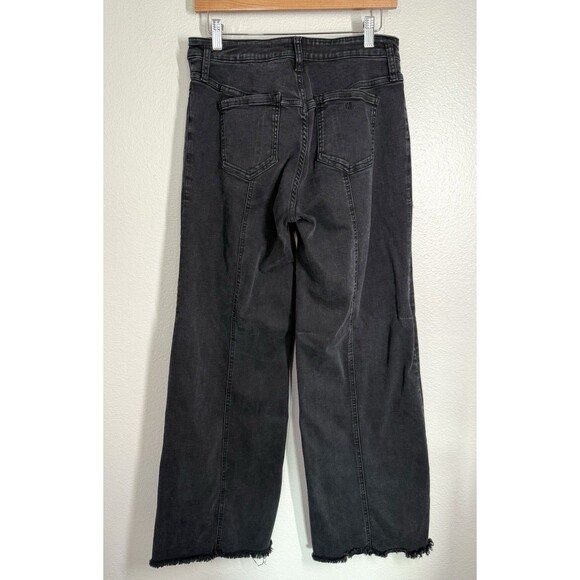 WASH LAB Front Slit Straight Brushed Black Women's Size 30 Jeans Wide Leg Panels - Picture 8 of 15